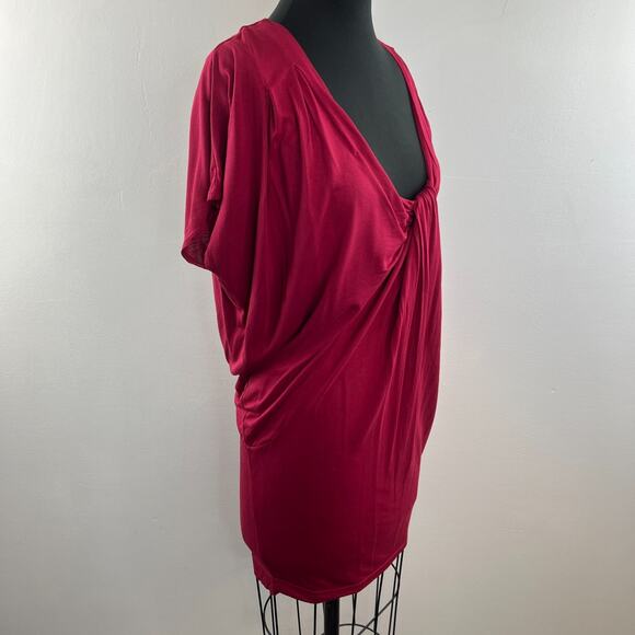 FRENCH CONNECTION Raspberry Pink Red Drape Mini Cocktail Dress 6 S M $198 RARE - Picture 6 of 10